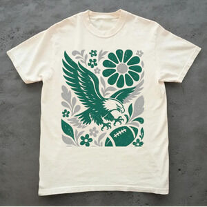 Eagles Football Eagle Floral Cream Graphic T-Shirt